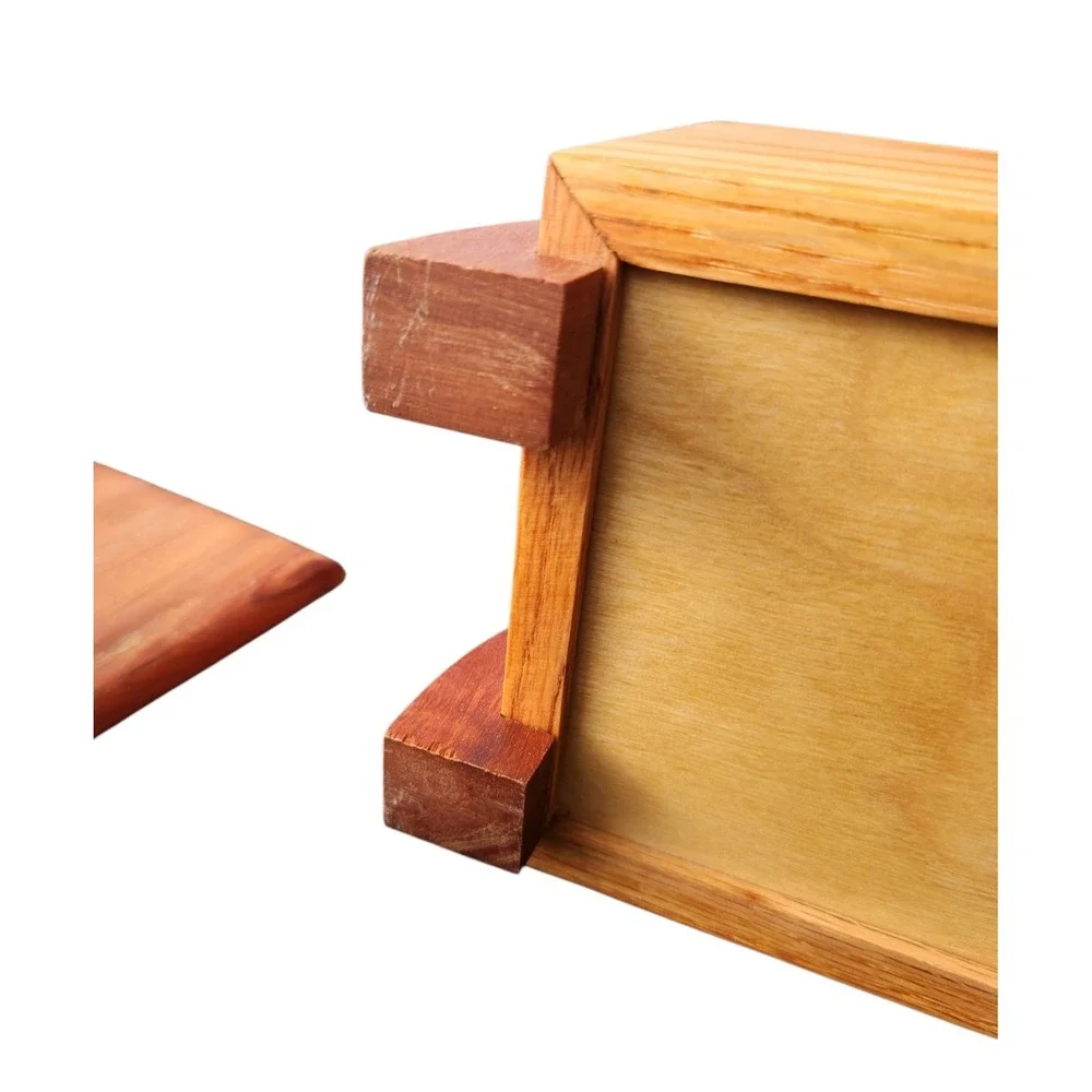 Handcrafted Two-tone Raw Art Deco Wooden Jewelry Trinket Box Legs‎ Howkinson ?